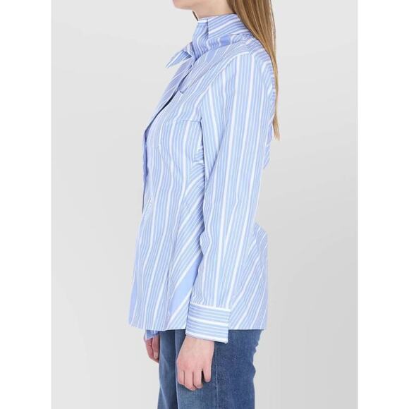 Jacquemus La Chemise Pablo Asymmetric Shirt in Blue Stripe 40 US 8 - Picture 3 of 4